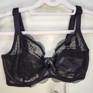 FREYA FANCIES womens black lace underwire bra full bust 30G FREYFANC NWT